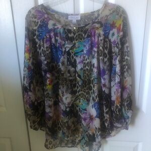 Jennifer Lopez Multicolor Floral and Animal Print Blouse